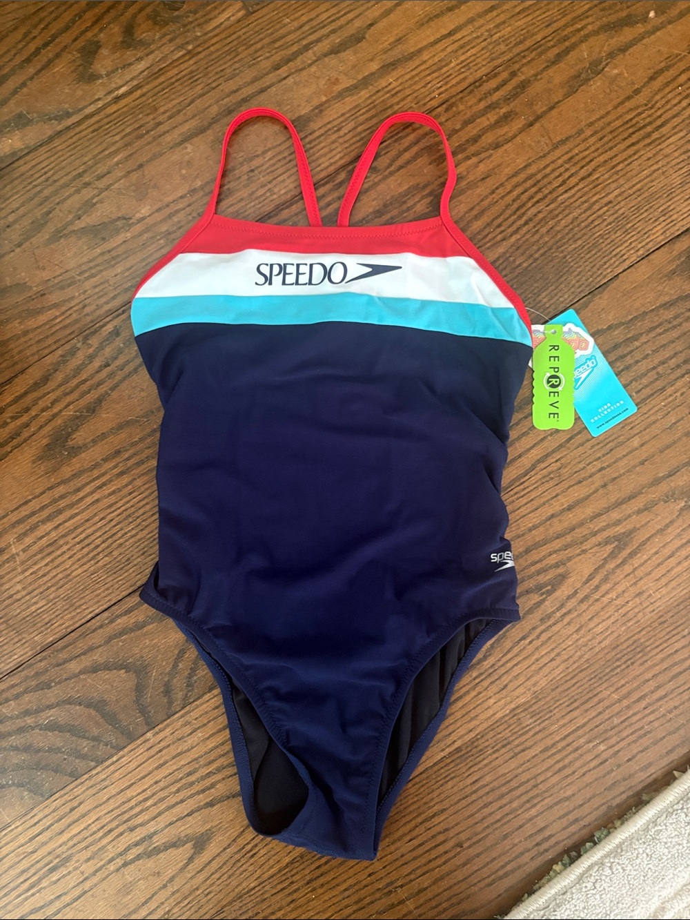 Speedo Navy Red White Aqua Girls One-Piece Swim Suit